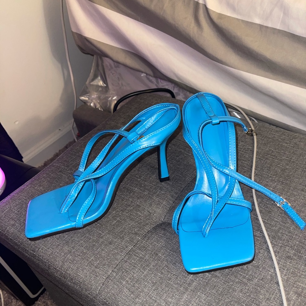 blue strap heels